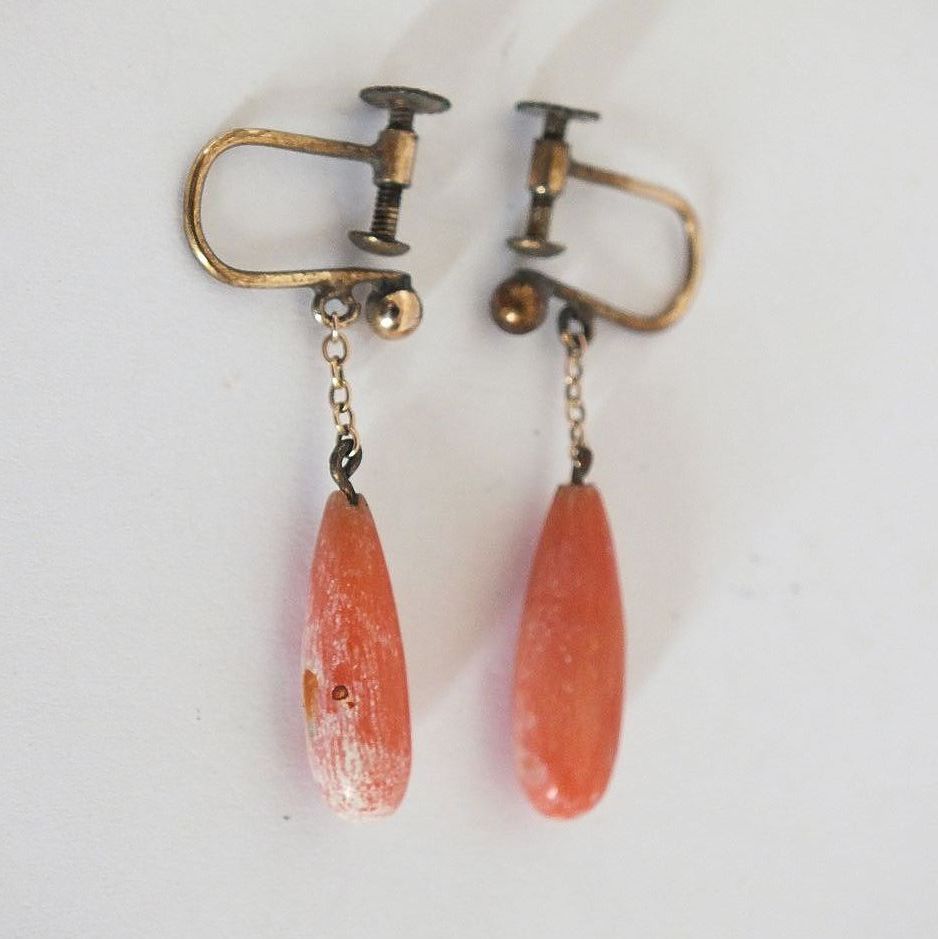 Coral Screwback Drop Earrings