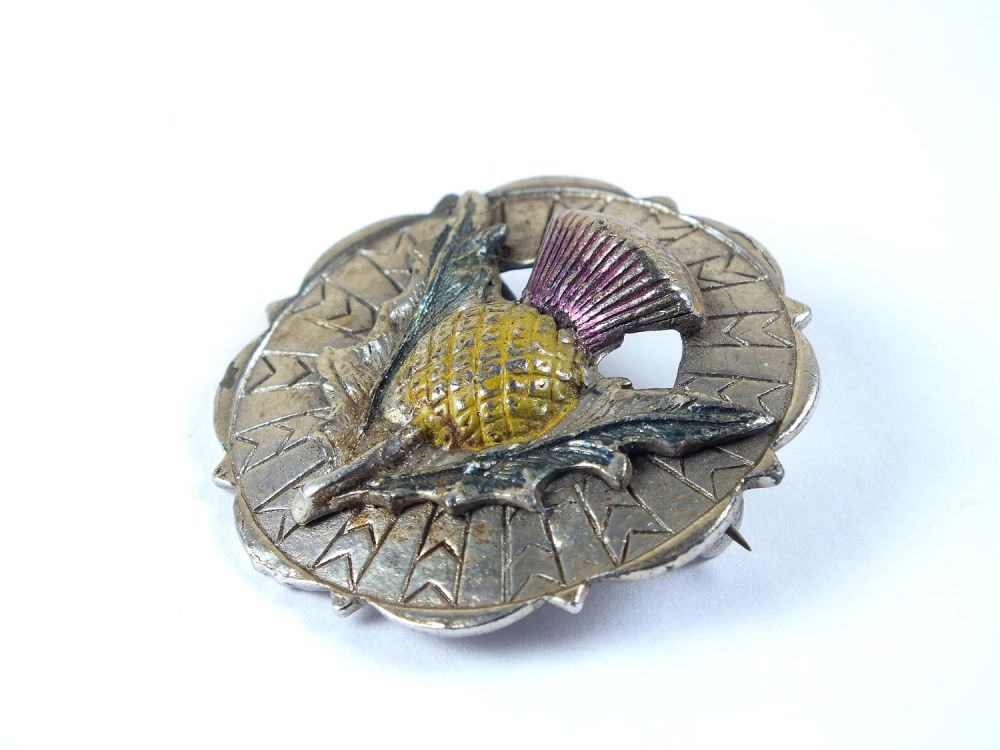 Scottish Thistle Plaid Pin Brooch