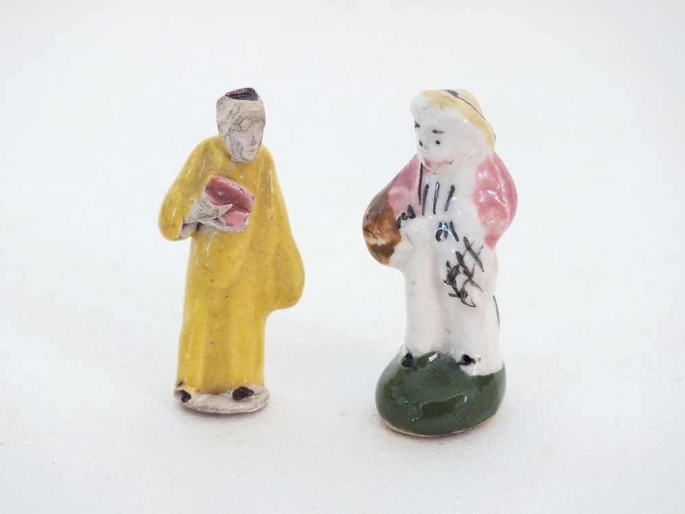 Antique Miniature Bisque Porcelain Figures x2 