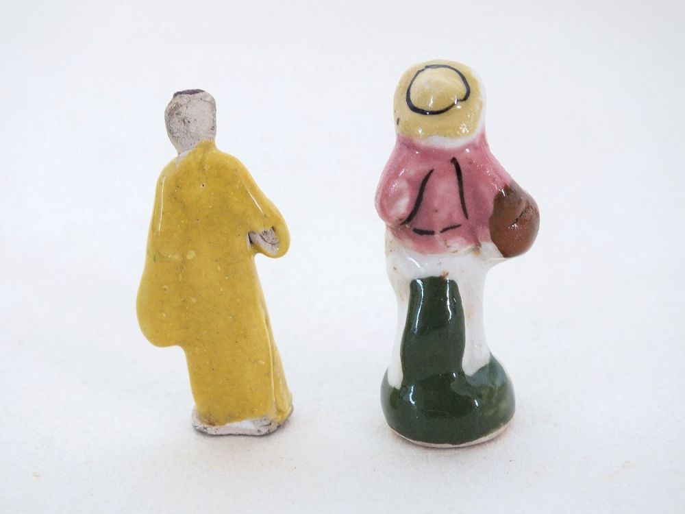 Antique Miniature Bisque Porcelain Figures x2