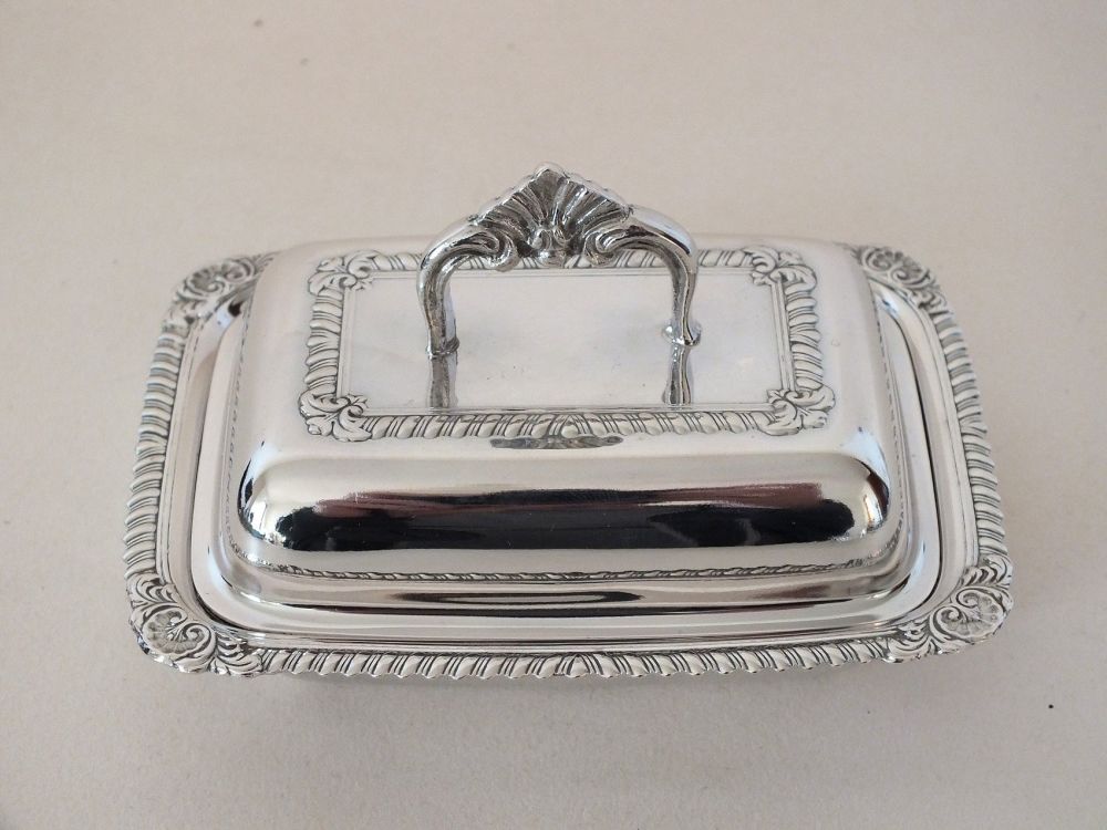 Silverplated Miniature Butter, Preserves Dish With Glass Liner