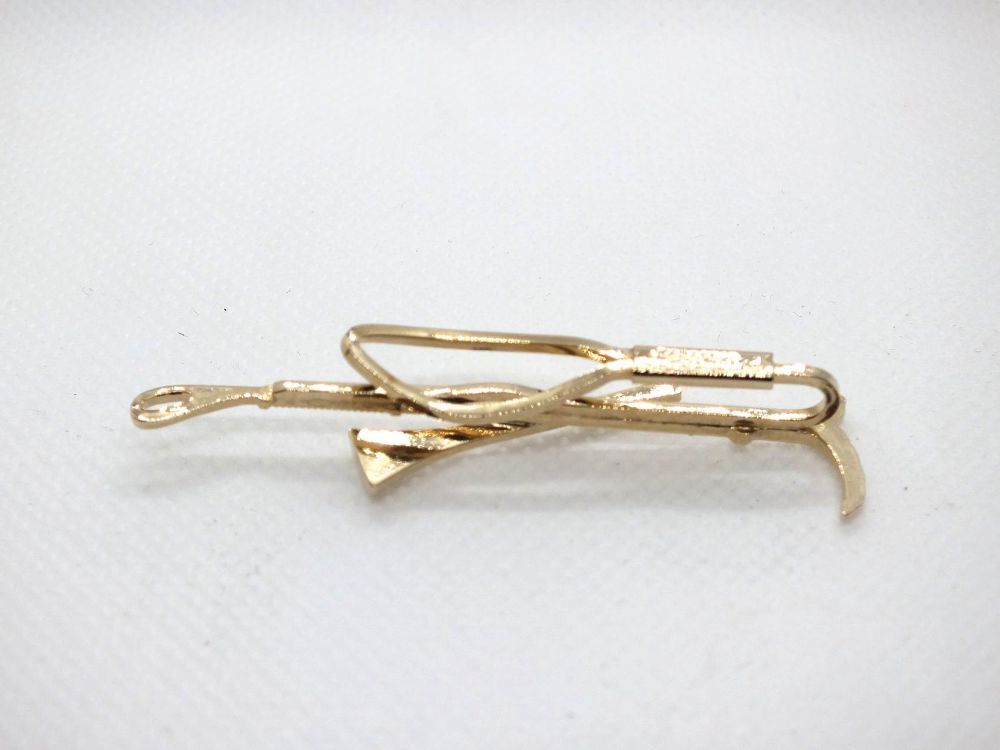 Vintage Tie Clip, Equestrian Riding Crop and Hunting Horn