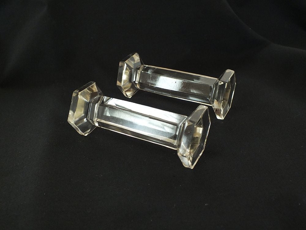 Glass Bar Bell Cutlery Stands / Knife Rests-Early 20th Century