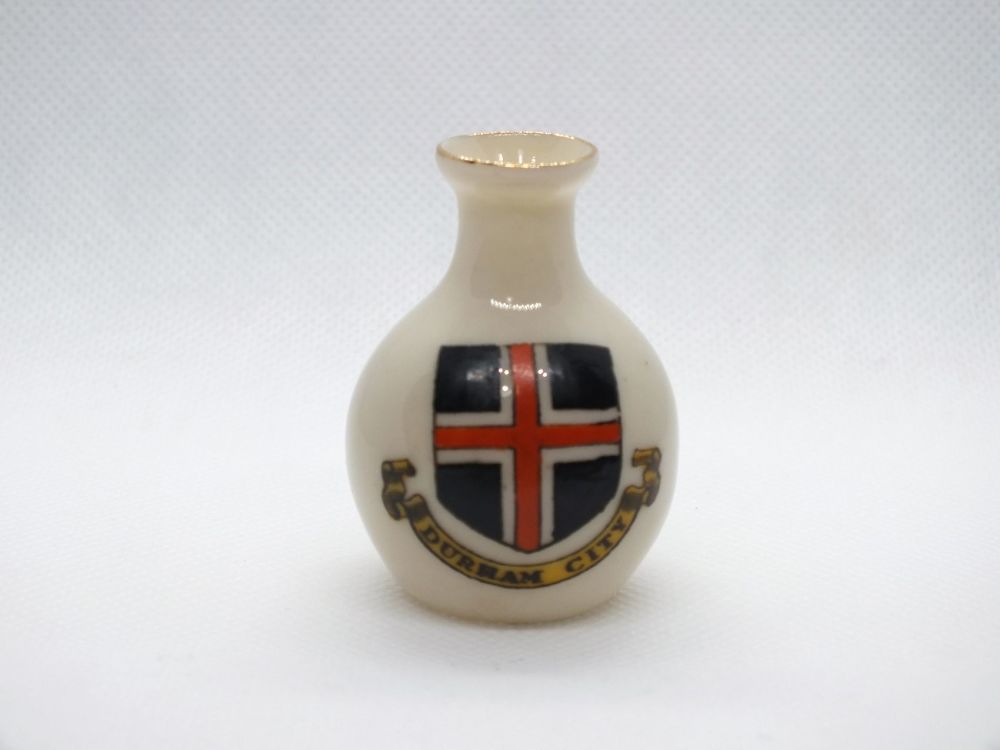 Arcadian Crested  China Vase-Durham City Crest