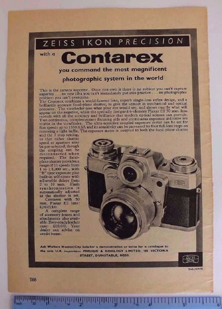 Zeiss Ikon Contarex Camera  Advertising, Product Promotion Ephemera