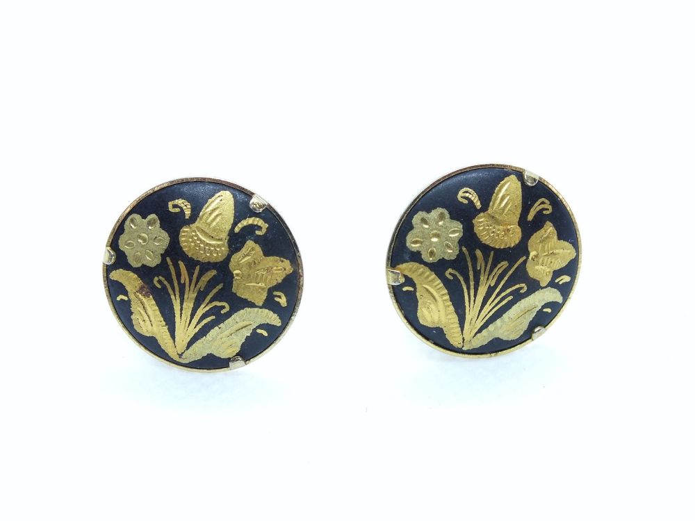 Toledo Damascene Clip On Earrings