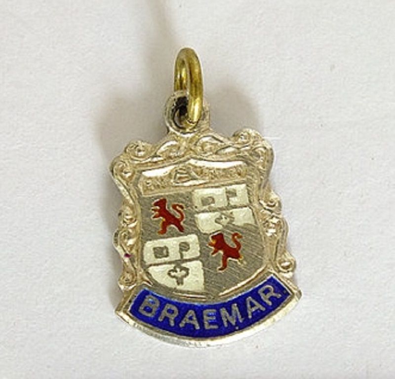 Silver & Enamel Travel Shield Bracelet Charm, Braemar, Scotland