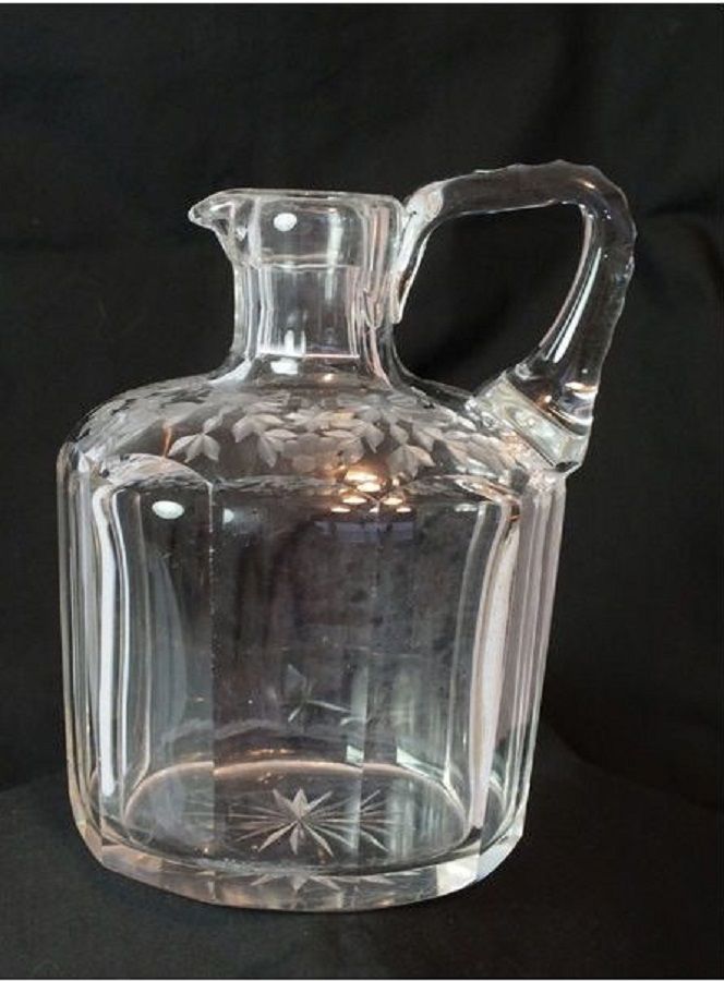 Victorian Crystal Cut Glass Water Jug-Circa Mid / Late 19th Century