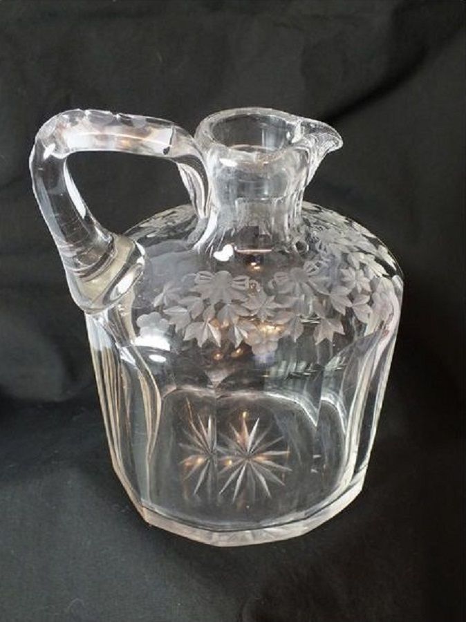Victorian Crystal Cut Glass Water Jug-Circa Mid / Late 19th Century