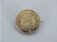 Queen Victoria 1887 Silver Gilt Golden Jubilee Half Crown Coin Brooch