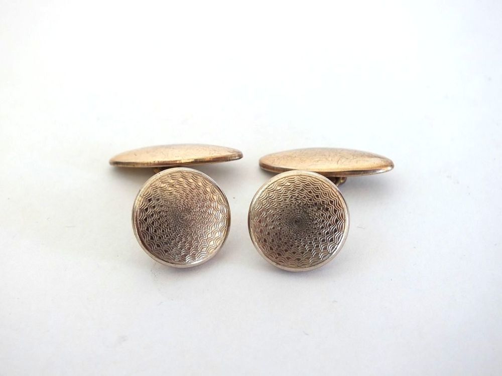 Mens Cufflinks, Rolled Gold Plated Fronts
