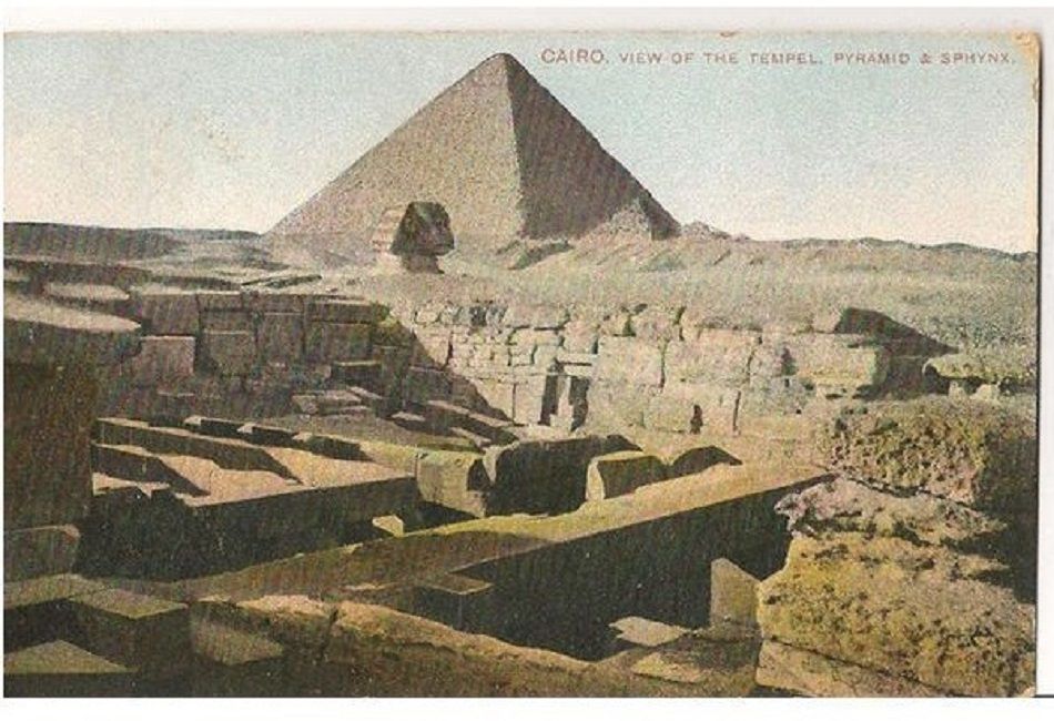 Temple, Pyramid & Sphinx, Cairo, Egypt-Early 1900s Postcard