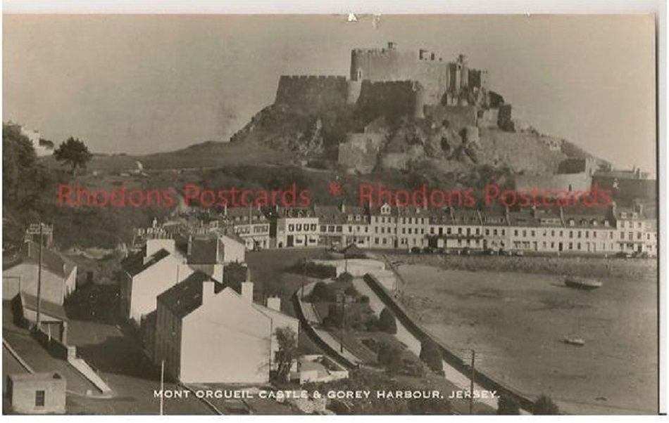 Channel Islands: Mont Orgueil Castle & Gorey Harbour, Jersey. 1950s Real Ph