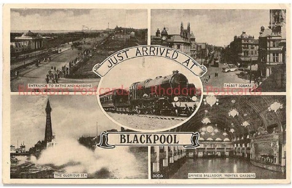 Blackpool Holiday Greetings Postcard 'Just Arrived At Blackpool' Circa 1950s Multiview-Sent to E HODGSON