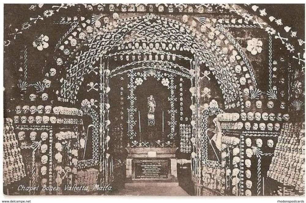Malta: Chapel Bones, Valletta, Malta, Circa 1930s Postcard