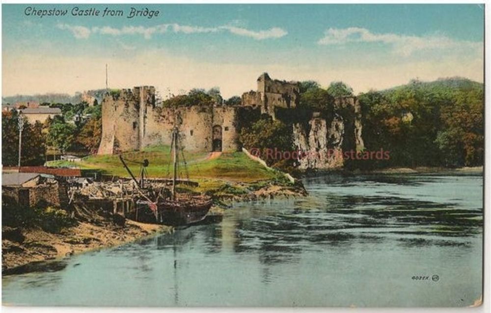 Wales: Monmouthshire. Chepstow Castle From Bridge, Monmouthshire. Valentine
