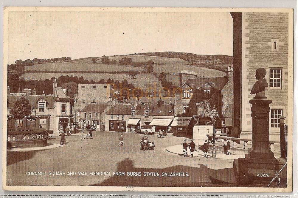  Galashiels - Cornmill Square & War Memorial Photo Postcard