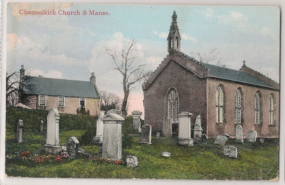 Scotland: Borders. Channelkirk Church & Manse, Oxton. Pre-1914 Postcard.
