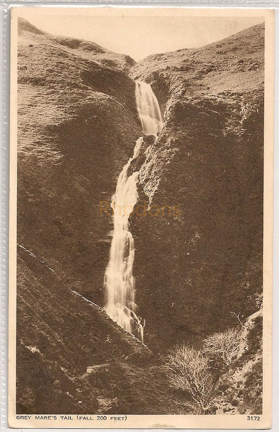 Scotland: Borders. Grey Mares Tail Waterfall. 1950s Photo Postcard