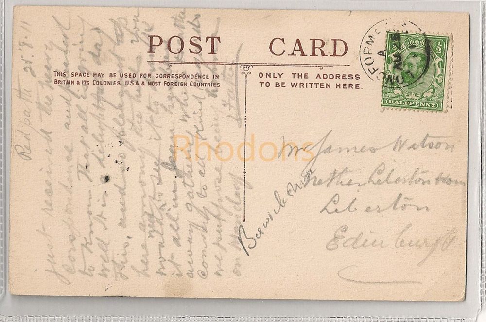 Scotland: Borders, Longformacus, Interior Of Parish Church. Early 1900s Postcard. | Recipient Family Name: Watson