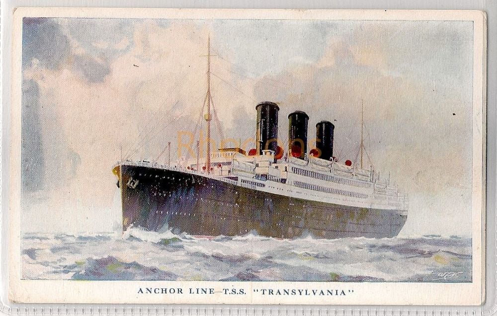 Anchor Line - T.S.S Transylvania Colour Printed Postcard