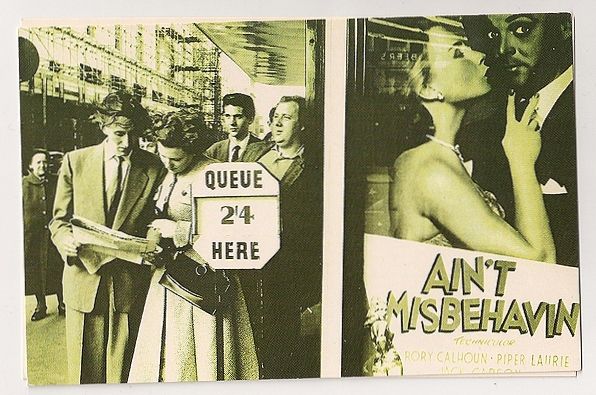 London 1955 Cinema Goers Queue For Tickets. Nostalgia Reproduction Postcard