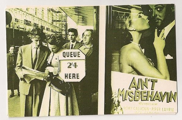 London: 1955 Cinema Goers Queue For Tickets. Nostalgia Reproduction Postcard