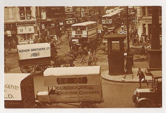 London: 1936 Street View, Chaos At Ludgate Circus. Nostalgia Reproduction P