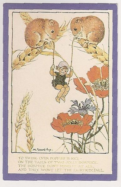 To Swing Over Poppies By Millicent Sowerby c1920. Nostalgia Reproduction Postcard