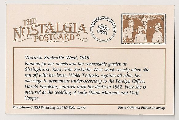 Victoria Sackville-West, 1919. Nostalgia Reproduction Postcard