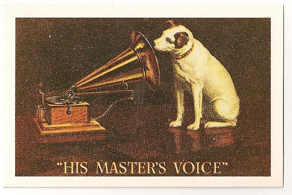 His Masters Voice, HMV, Trademark, 1951. Nostalgia Reproduction Postcard