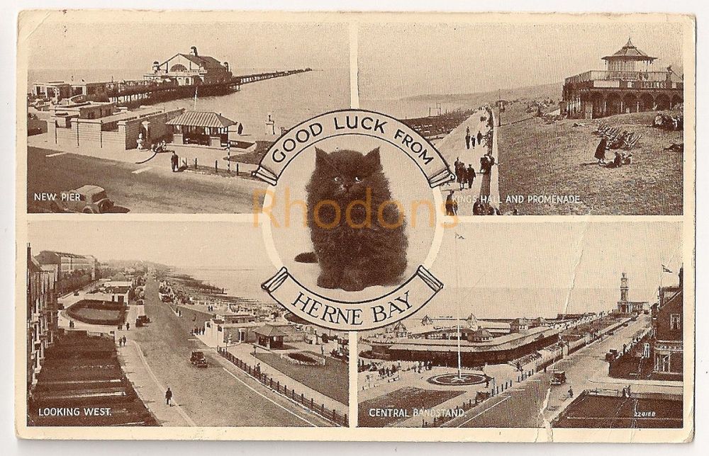 Genealogy Postcard Sent To: Miss HOPPER, Stoughton Guildford-1940s/1950s | Herne Bay Multiview
