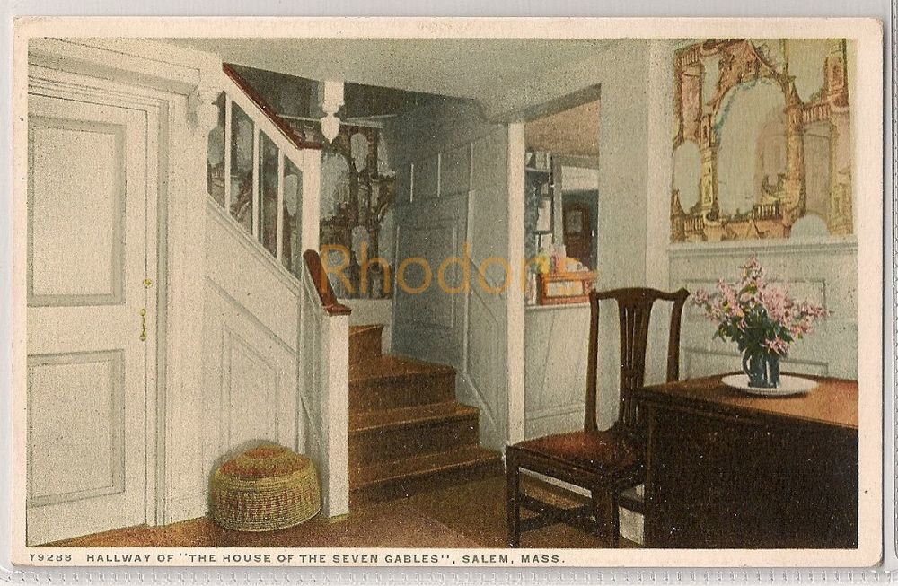 Hallway Of The House Of The Seven Gables, Salem, MA.USA- Early 1900s Postcard