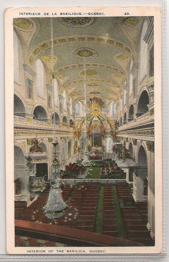 The Basilica, Quebec, Canada -  Early 1900s Interior View Postcard