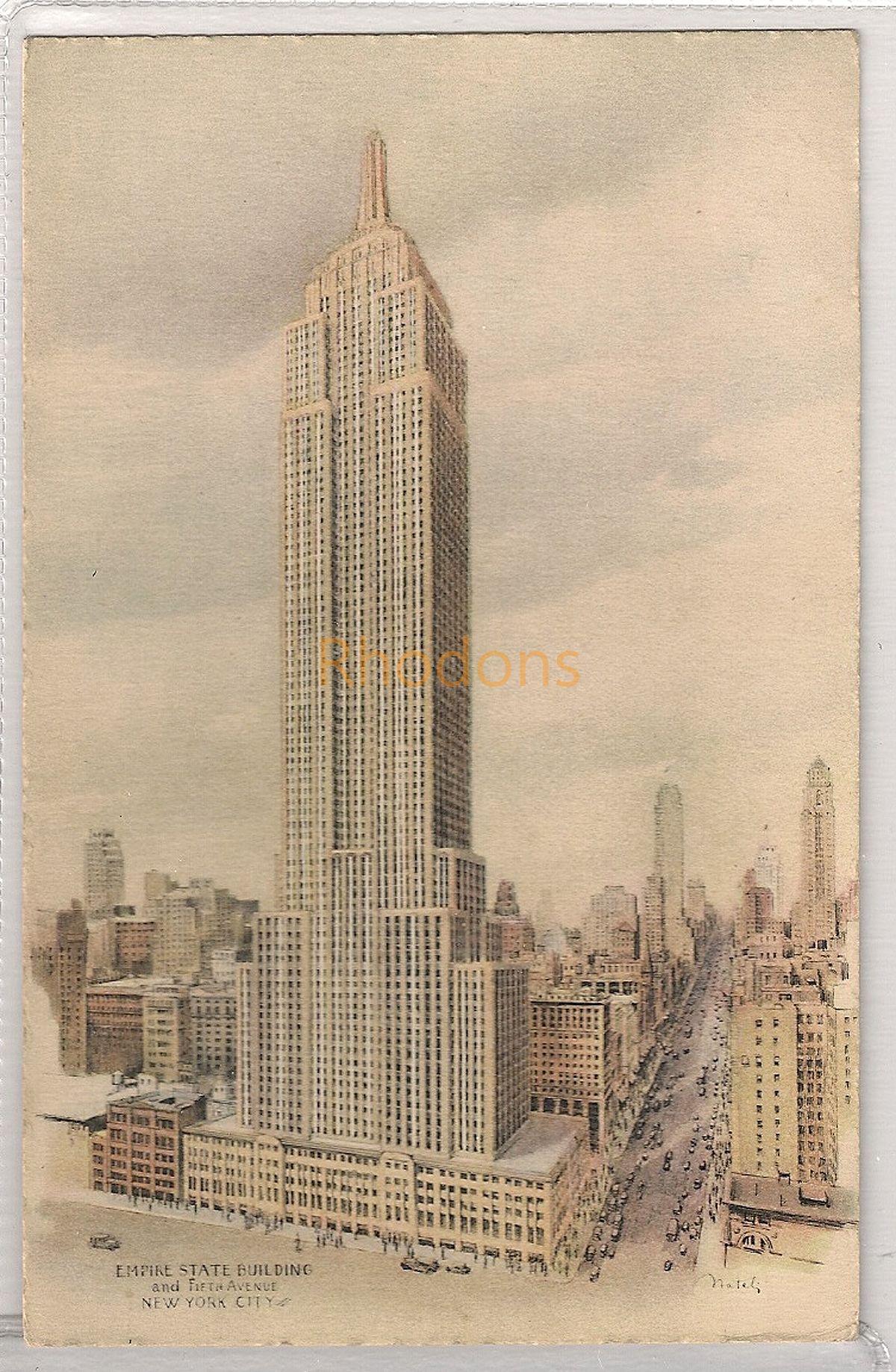 Empire State Building & Fifth Avenue New York City-Vintage USA