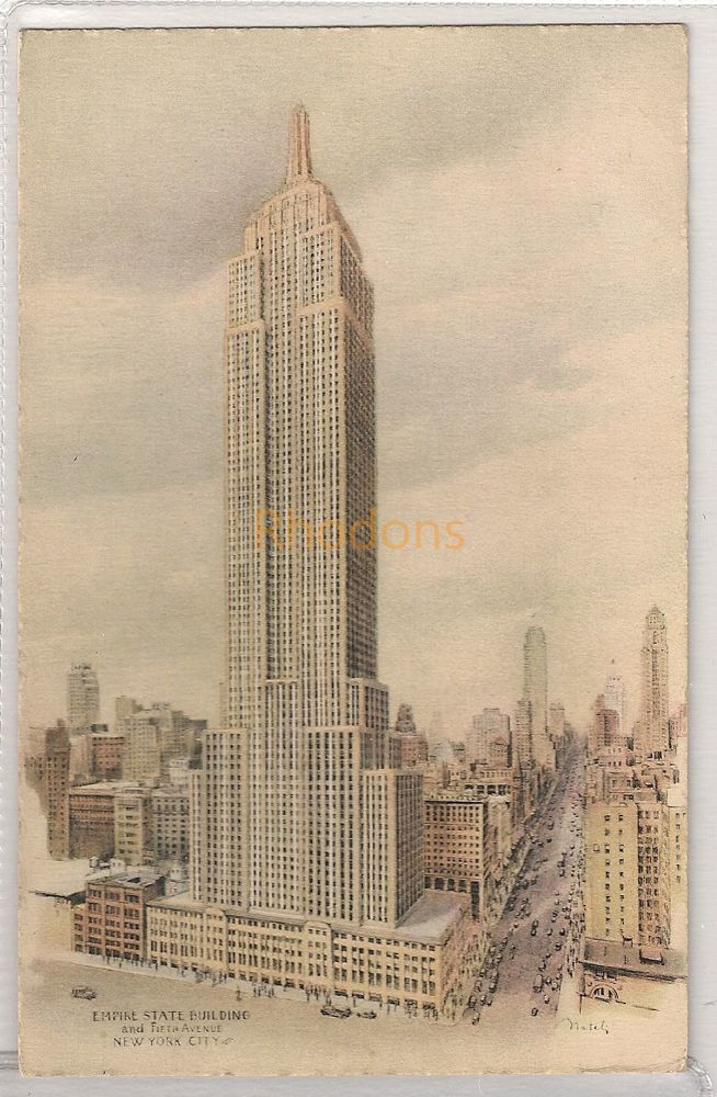 USA: New York. Empire State Building And Fifth Avenue, New York City. Art View Postcard