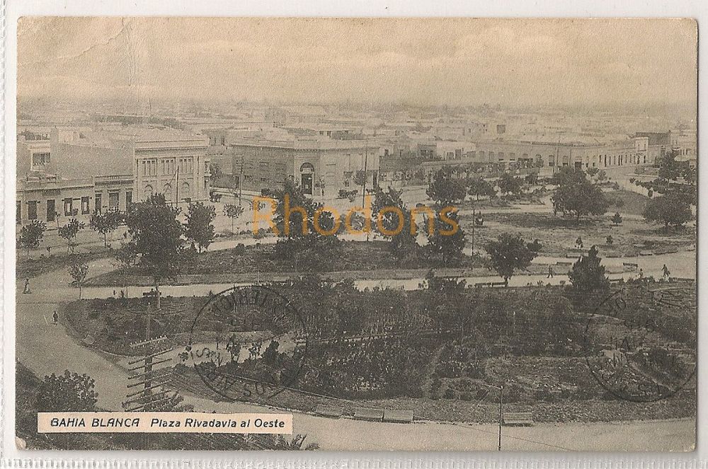 Bahia Blanca Plaza Rivadavia al Oeste Argentina-Early 1900s Postcard