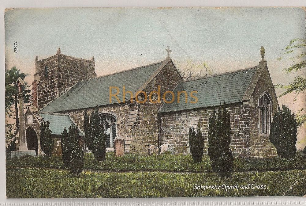 Somersby Church & Cross, Lincolnshire.Early 1900s Postcard
