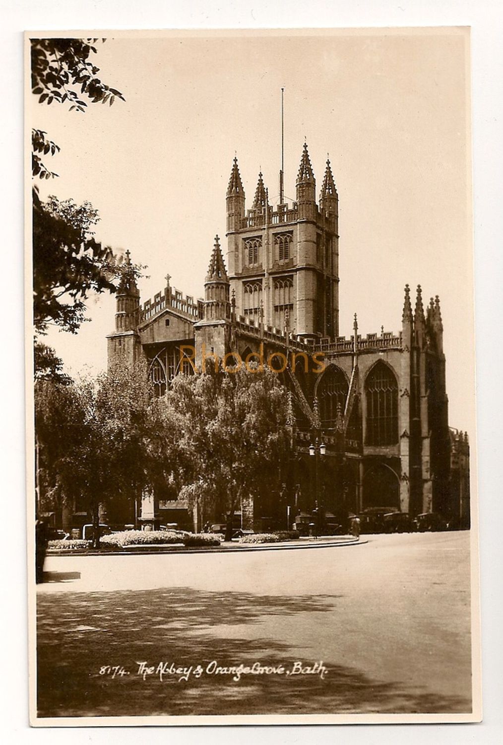Somerset. Bath Abbey and Orange Grove. Real Photo Postcard