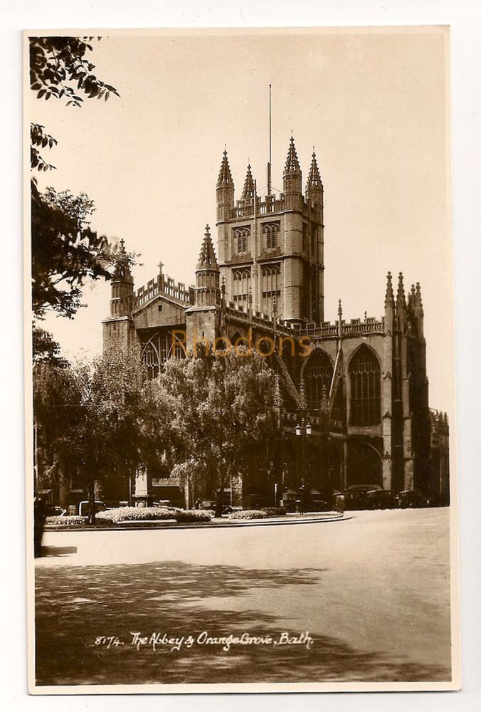Bath Abbey and Orange Grove Bath Somerset Real Photo Postcard (Sweetman)