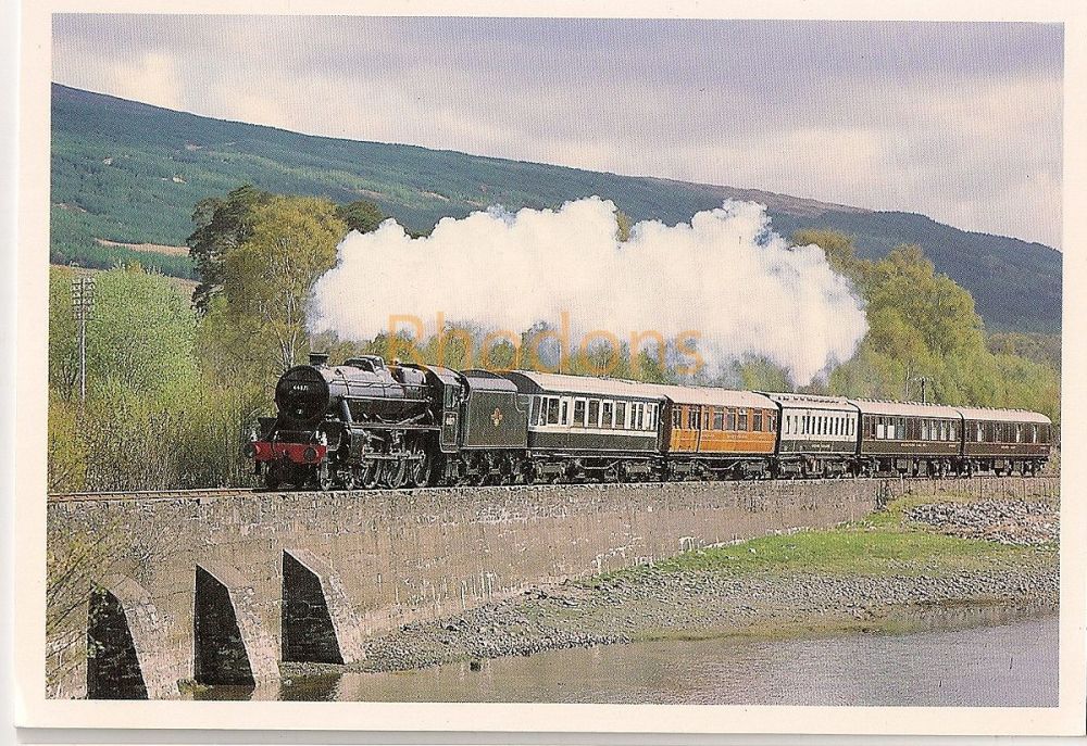 Scotland: Black Five On Loch Eil Side, Fort William To Mallaig Line. Steam Train Colour Photo Postcard