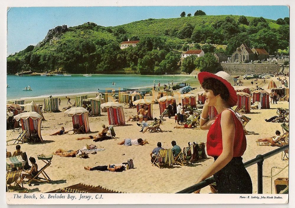 The Beach, St Brelades Bay Jersey - Colour Photo Postcard