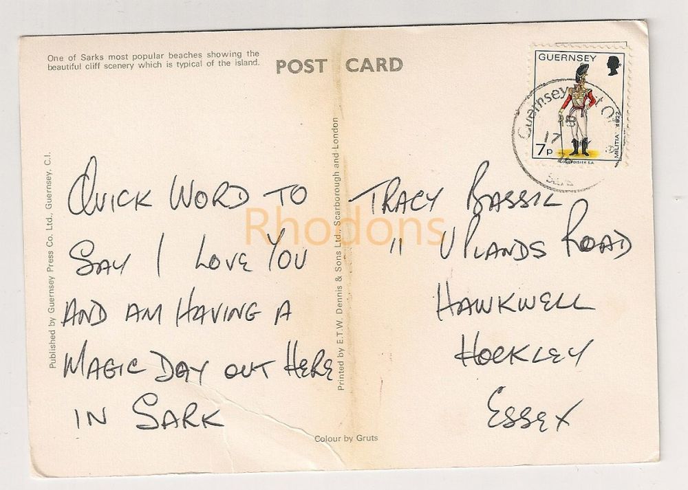 Dixcart Bay, Sark, C.I. Colour Photo Postcard With Stamp