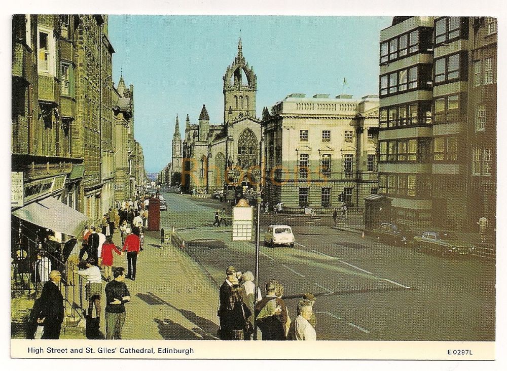Edinburgh City High Street & St Giles Cathedral, 1970s Postcard 