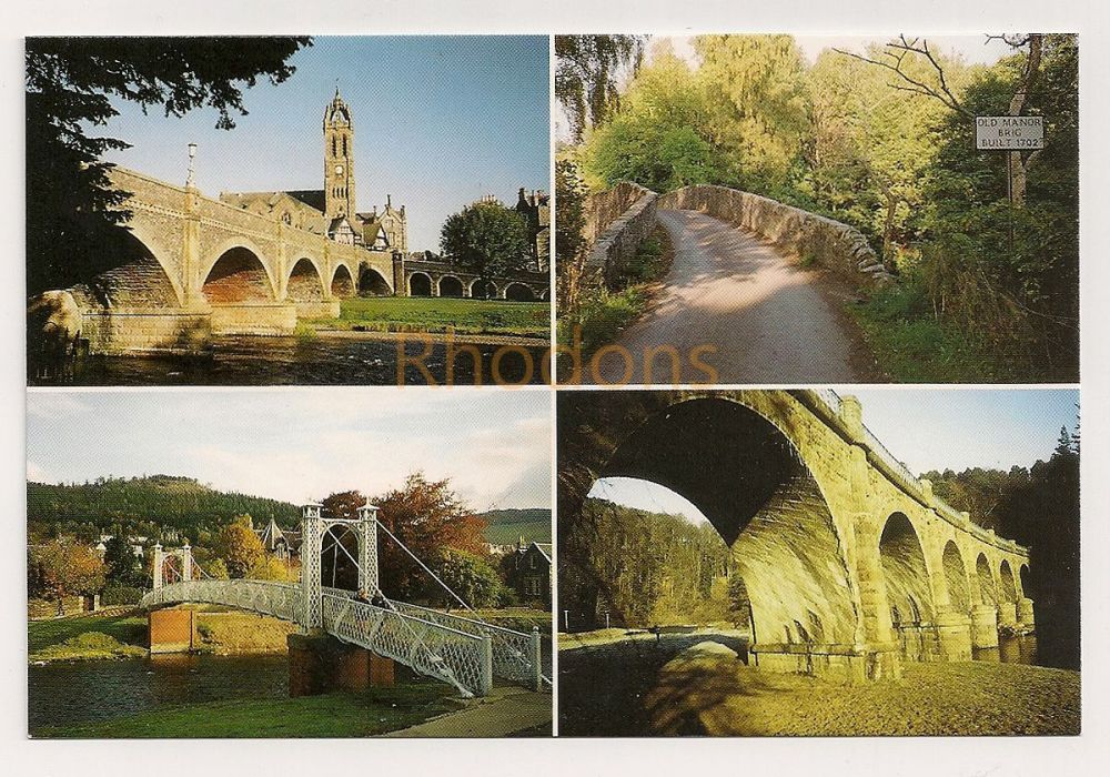 Peebles Bridges Multiview Colour Postcard
