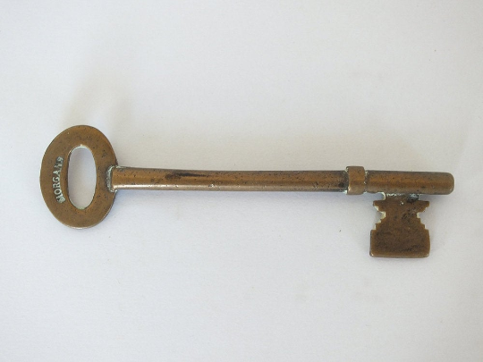 Vintage Brass Morgans Lock Key 