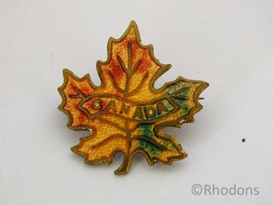 Canadian Maple Leaf Enamel Pin Brooch Circa 1970s, 1980s
