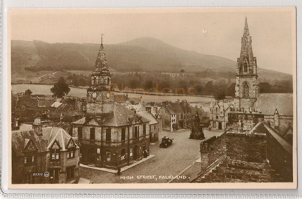 High Street, Falkland, Fife-Early 1900s Photo Postcard