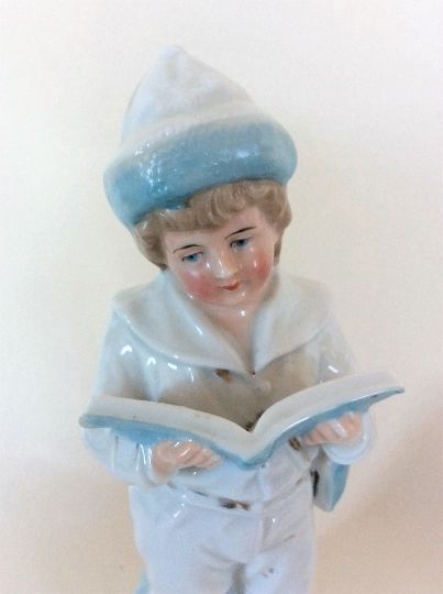 Antique Porcelain Boy Figurine. Heubach, Germany. 