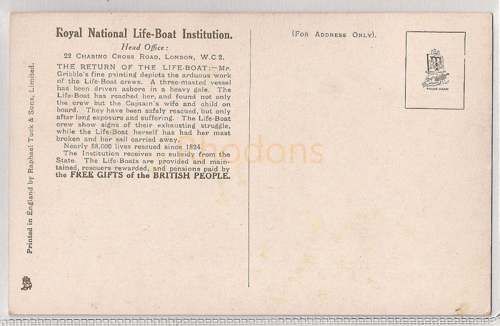 Royal National Life Boat Institution (RNLI) - Early 1900s Tucks Postcard